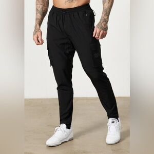 Vanquish Utility Black Tapered Cargo Pants for Men